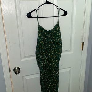 Mesh floral bodycon midi dress